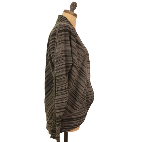 PrAna Open Sweater Jacket Top Size S Long Dolman Sleeve Striped Green EUC B13 - Picture 2 of 5